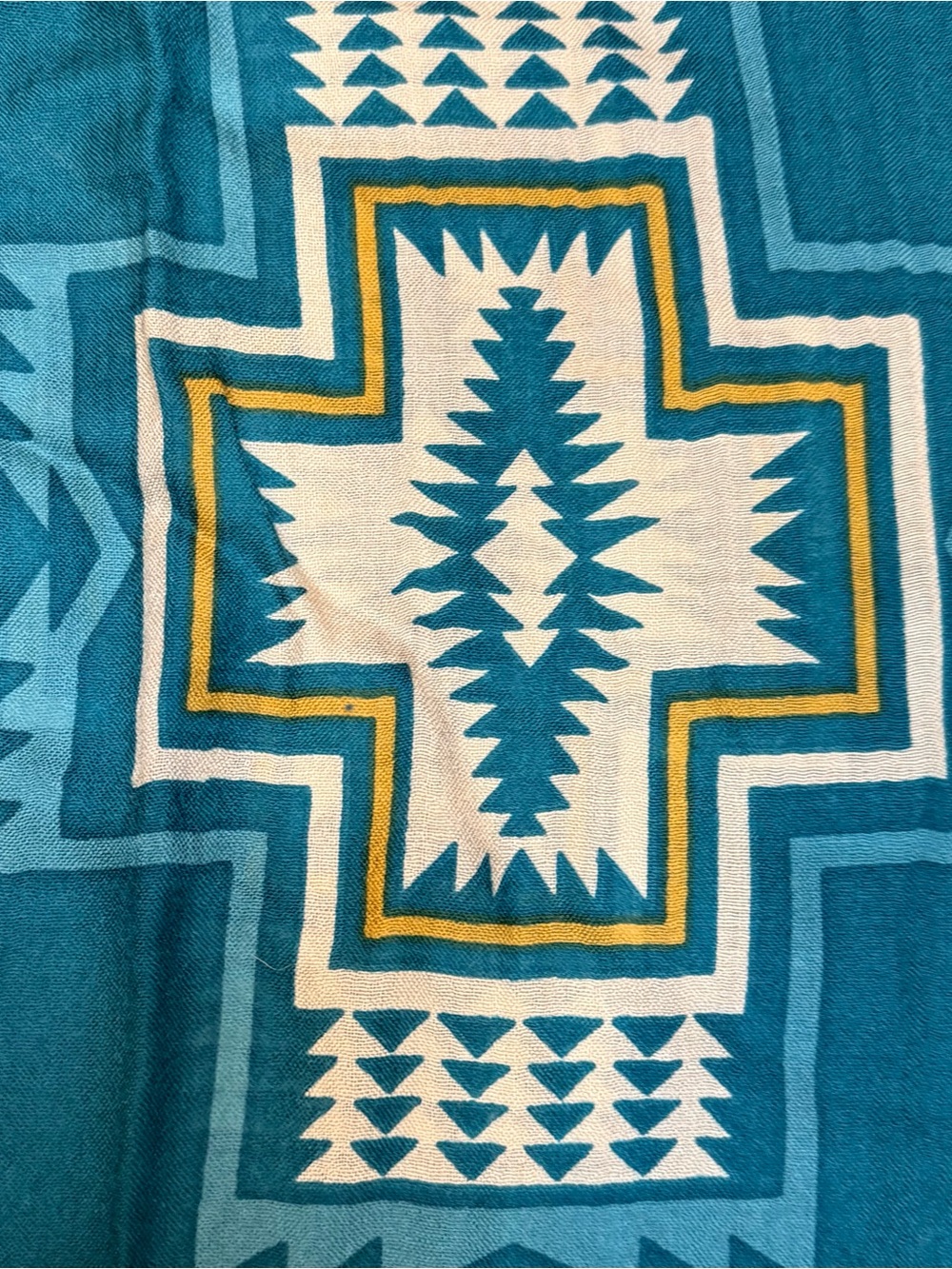 Pendleton Teal, White & Gold Geometric Cotton Bath Towel